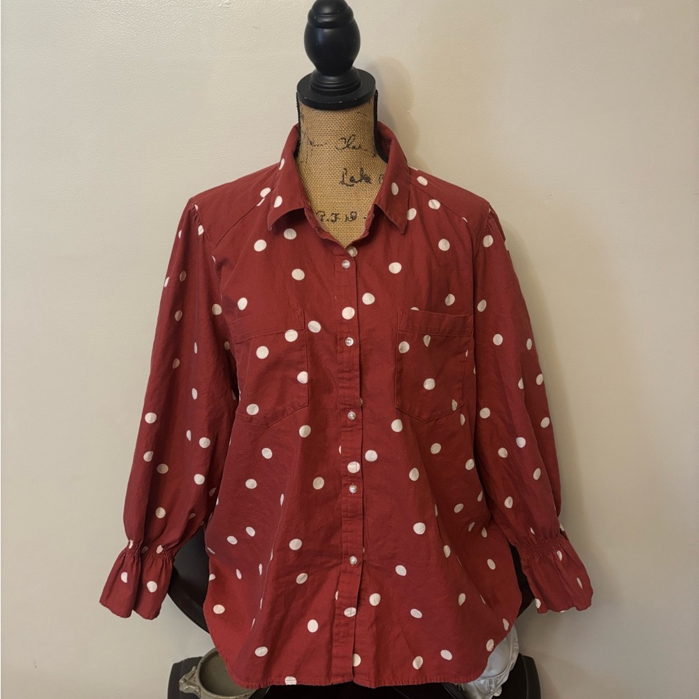LC Lauren Conrad Red Polka Dot Blouse